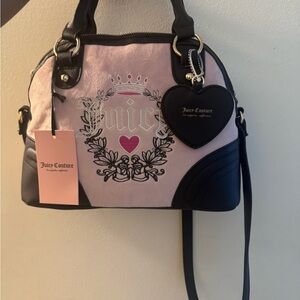 Juicy Couture Pink and Black Satchel with Heart Charm